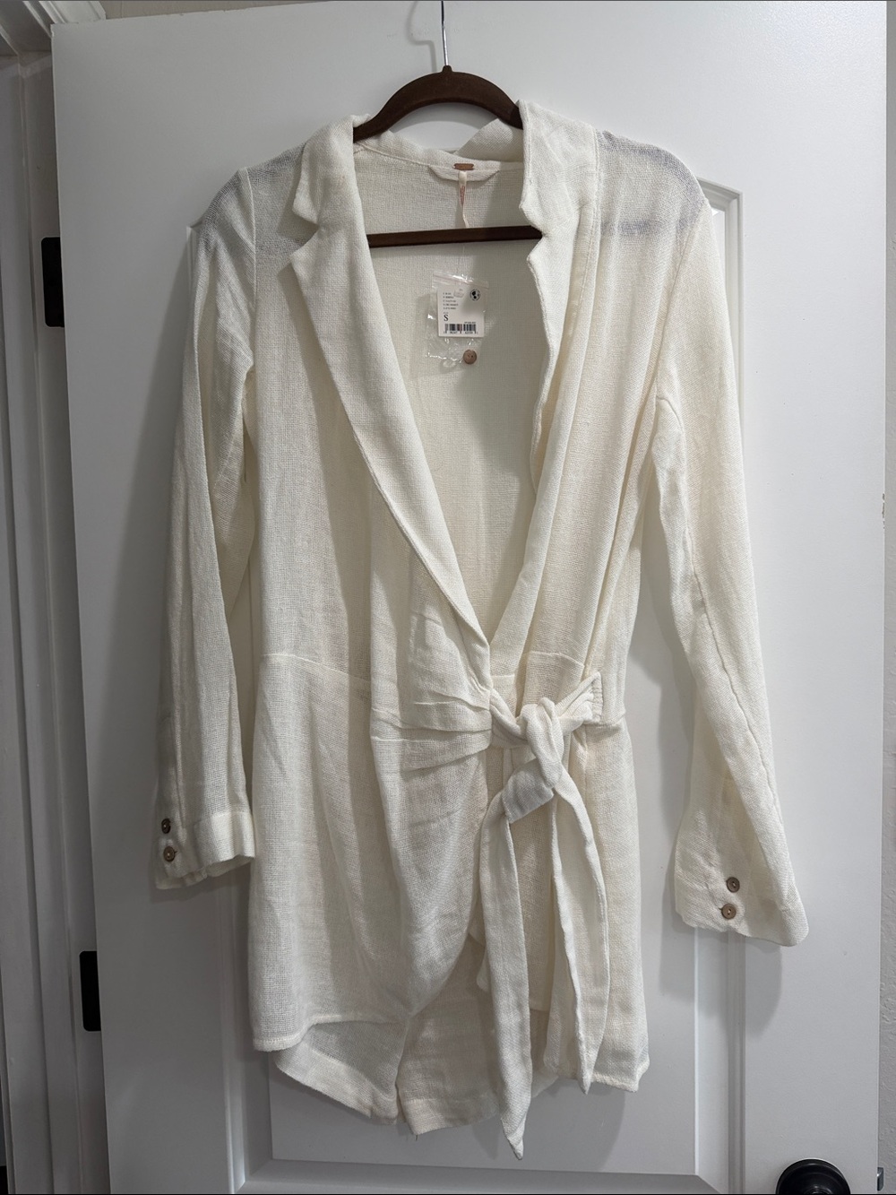 NWT- Free People Wrap Dress with shorts underneath- Cream Tie-Waist Lightweight